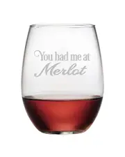 susquehanna You Had Me at Merlot Set of Four 21oz Stemless Wine Glasses