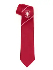 Snr Red/White Tie With Crest