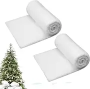 LeoLeozz Snow Blanket, 2.9 X 8.2 Ft Snow Roll, 2X Fake Snow Decoration Aesthetic Backdrop Rug Decorative, White Cover Filled with Artificial Fiber Snow for Home Shopping Malls