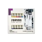 12pc Reeves Classic Colour Fine Artist Oil Paint Painting Art/Craft Set 50ml