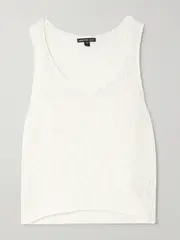 [James Perse] James Perse - Cotton And Linen-blend Tank - White - 1 1 White