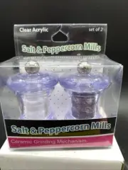 Mini Salt & Peppercorn Mills Set of 2 - Clear Acrylic Ceramic Grinding Mechanism