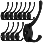 12 Pack Black Coat Hooks Wall Mounted with 24 Screws Retro Double Hooks Utili...