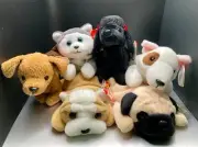 TY Beanie Babies Vintage Lot 6 Dogs MINT some PVC Tuffy Wrinkles Pugsly & MORE!