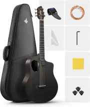 38" Carbon X Wood Acoustic Guitar Beginner & Intermediate Learner Kits - Carbon