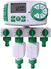 Aqualin Automatic 4-Zone Irrigation System Controller Garden Water Timer Watering Computer with 2 Solenoid Valve