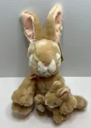 RUSS BERRIE Apricot Plush Bunny Rabbit & Baby Bunny-NWT