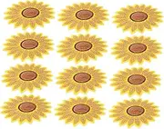 HOMSFOU 12pcs Sunflower Embroidery Patches Decorative Cloth Accessories for Clothing Repair Sew Applique Unique Garment Embellishments Reusable