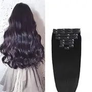 Clip in Hair Extensions Real Human Hair 9pcs 130g Jet Black Hair Extensions Straight Natural Soft Thick Remy Extensions Straight Clip in Hair Extensions Human
