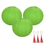 3 Pcs Grass Green Round Paper Lanterns 14 Inch Paper Lantern Party Decorations