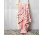 Soft Knitted Chenille Chunky Yarn Blanket Throw Rug 130x160cm Pink