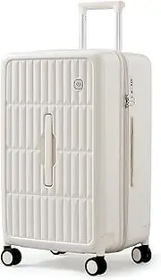 [Generic] Carry On Luggage Suitcases with Wheels: Checked 26 inch Luggage with 8 Spinner Wheels, 3:7 Container Ratio Large Suitcase with 100% PC Hard Shell Travel Luggage Suitcases (Coconut White)