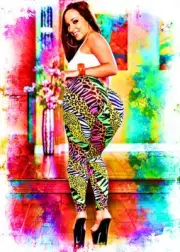 Jada Stevens Actress Model Celebrity 2/5 ACEO Fine Art Print By:Q Green/Pink
