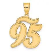 14k Yellow Gold Brushed Border Script Number 95 Pendant