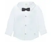 Carrement Beau White Shirt and Grey Bow Tie