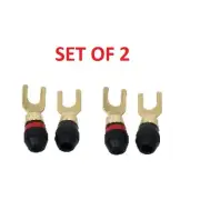 SET OF 2 Ultra Pro Flat Angled Speaker Spade Connectors FOR MONSTER CABLE WIRE