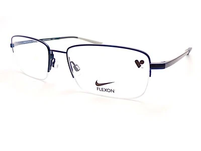 Nike Flexon Glasses Frame Satin Midnight Navy Blue 56mm Semi Rimless 4306 4014