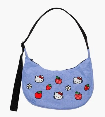 NEW Baggu x Hello Kitty Medium Nylon Crescent Embroidered Hello Kitty Bag
