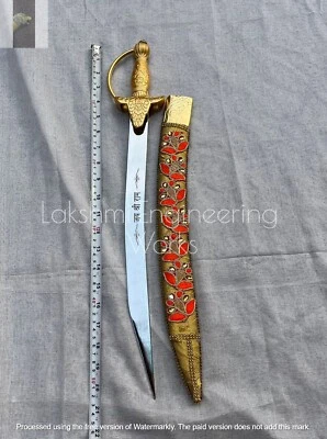 WEDDING SWORD II YELLOW METAL HANDEL II WOODEN SCABBARD II FREE SHIPPING
