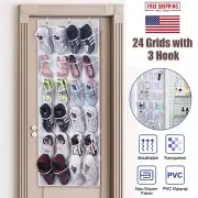 24 Pockets Over Door Hanging Bag Box Shoe Rack Hanger Storage Tidy Organizer US