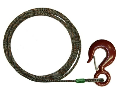 1/2" Fiber Core Winch Line x 100 FT Wrecker Tow Cable w/ Latch Hoist Hook USA