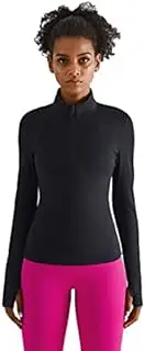 [Ray Fair] Long Sleeve Workout Tops for Women, Women's Quarter Zip Pullover with Thumb Holes