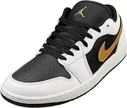 [Jordan] Men's 1 Low White/Metallic Gold-Black (553558 172)