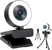 4K HD PC Webcam for Streaming HD 1080P, JFMShop 960C USB Pro Computer Web Camera Video Cam for Mac Windows Laptop Conferencing Gaming with Microphone & Adjustable Ring Light & Tripod Stand