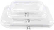 Jrusmr 3-Pack Zip Hard Pouches-Double Zip Portable Storage Cases, Clear Organizer for Travel Essentials, Makeup, Cosmetics, Small Items, Building Blocks, and Puzzles-White Transparent Design