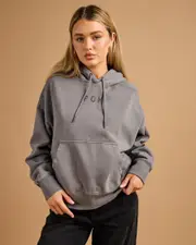 [Fox] Fox Women's Wordmark Fleece Pullover Hoodie in Pewter Size Small S Pewter