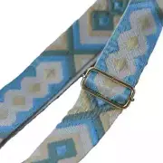 Tan Light Blue Geometric Adjustable Crossbody Bag Purse Guitar Strap