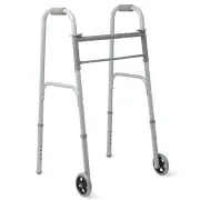 Medline Easy Care Two Button Folding Walker w/ 5" Wheels Model No MDS86410W54BH