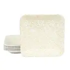 Golden Printed Melamine Square Snacks Starters Dinner Plates Set of 6