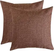 RainRoad Decorative Throw Pillow Cover for Couch Bedroom Car Pillow Case Cushion Cover, Linen, Light Brown, 18" x 18"(2pcs)