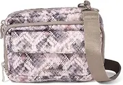 [Baggallini] Modern Double Zip Crossbody, Boa Print, Modern Double Zip Crossbody
