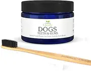 Isabella's Clearly TEETH & GUMS, Natural Dog Toothpaste and Toothbrush For Bad Breath, Tartar, Whitening | Leave On Tooth Powder, Tasty Cinnamon Flavor with Coconut Kelp | Vegan, Made in USA