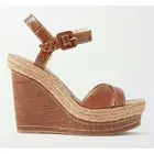 Christian Louboutin Almerio 120 Croc Brown Platform Wedge Sandal Heel Pump 41