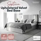 Ensemble Velvet Fabric Bed Base Bed Frame Support Slat, Slate