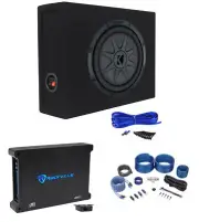 Kicker 48CWRT104 COMPRT10 800w 10" Slim Subwoofer+Sub Box+Mono Amplifier+Amp Kit