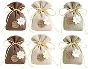 MAGICLULU 6 Pack Sachet Bags Lavender Cotton Linen Storage Bags for Wardrobe Car Home Easy Drawstring Design