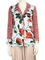 Floral Print Button Up Blouse