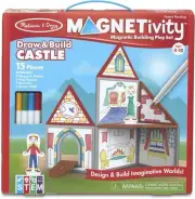 Melissa & Doug Magentivity Magnetic Dress-Up Play Set – Draw & Build Castle