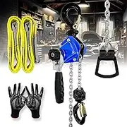 FITHOIST Mini Chain Hoist 1/2 Ton 1100Lbs w/ 2 Lift Sling Straps and Gloves - Come Along 10Ft Lift, Alloy Steel G80 Chain, Dual Heavy Duty Hooks for Garage, Warehouse, Automotive & Machinery