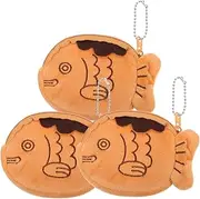 LOPUNER 3pcs Cartoon Plush Sea Bream Coin Pouches Purse for Key Bags for Coins Accessories Zippered for Everyday Use