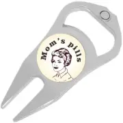 Moms Pills Golf Ball Marker Divot Repair Tool Bottle Opener