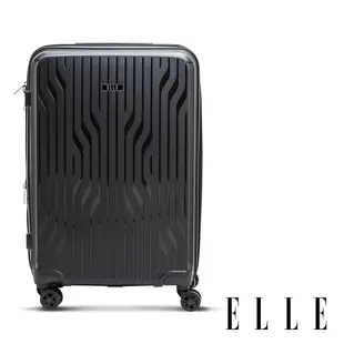 ELLE 法式浮雕20吋特級極輕耐刮PP材質行李箱-經典黑 EL31281
