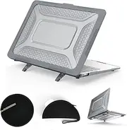 Tablet PC Cases Cover Compatible with MacBook Air 13 inch Case 2018-2021 Model M1 A2337 A2179 A1932, TPU+PC Dual Layer Anti-Fingerprint Hard Shell Case W Stand + Mouse Pad(Grey)