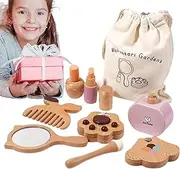 Wooden Makeup Toy Set, Pretend Play Beauty Kit, Early Learning Styling Tools, Safe Wooden Cosmetic Playset, Imaginative Salon , Fun Educational Toy, for Kids Girls 4-6 Years Old