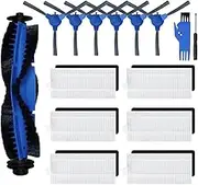 Wingsflying Replacement Parts Compatible for eufy robovac 11S, 25C, 30, 30C, 35C, 12, 15T, 15C Slim Robotic Vacuum Cleaner: 6 Hepa Filter 6 Side Spin Brushes & 1 Main Roller Brush