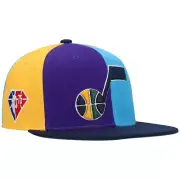 Utah Jazz Mitchell & Ness Pinwheel Stripe Snapback Hat Blue Purple NWT